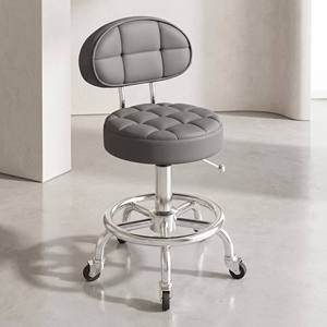 Silla de Esteticista Resistente con Reposapiés, Tapizada en Cuero PU Negro, Giratoria Hidráulica, para Tatuajes, Maquillaje, Clínica Dental, Spa, Laboratorio - Product Image 3
