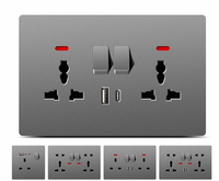 Interruptor de Pared con Panel Táctil de Diseño Delgado, Estándar Británico, PC, 220-240V, Uso en Interiores, Estilo Moderno