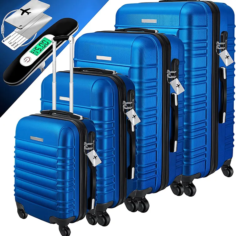 공장 사용자 정의 ABS 수하물 4pcs 세트 하드 쉘 비즈니스 여행 가방 오두막 여행 유니버설 휠 캐스터 트롤리 가방