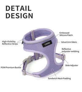 Oem ODM biểu tượng tùy chỉnh khả năng hiển thị cao dải phản quang mèo con chó khai thác lưới polyester thoáng khí cá nhân không có kéo vật nuôi khai thác - Product Image 2