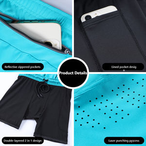 定制Logo女式二合一瑜伽裤户外马拉松跑步健身短裤防曝光运动短裤 - Product Image 4