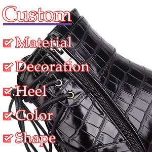 Zapatos de tacón alto y grueso para mujer, botines de plataforma con remaches personalizados con patrón de piedra, 2021 - Product Image 2