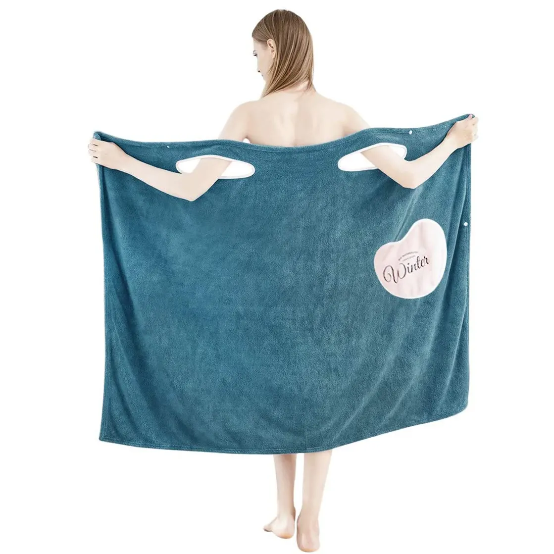 Women Thick Warm Wearable Bath Towel Wrap Luxury Cozy Coral Fleece Highly Water Absorbent Beach Spa Gym Bathrobes Slip Dress