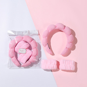 Bong bóng sưng húp Xoắn Terry vải chăm sóc da ban nhạc đầu sưng húp mũ nón tóc Hoop Sponge Spa trang điểm Headband & dây đeo cổ tay Bộ dụng cụ - Product Image 1