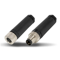 Connecteur M8 industriel étanche moulé 120 Ohm en plastique mâle-femelle, borne verticale 3 ou 4 broches, fiche aviation