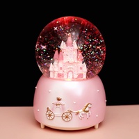Globe à eau en verre Château de Princesse avec lumières colorées, cadeau d'anniversaire pour filles