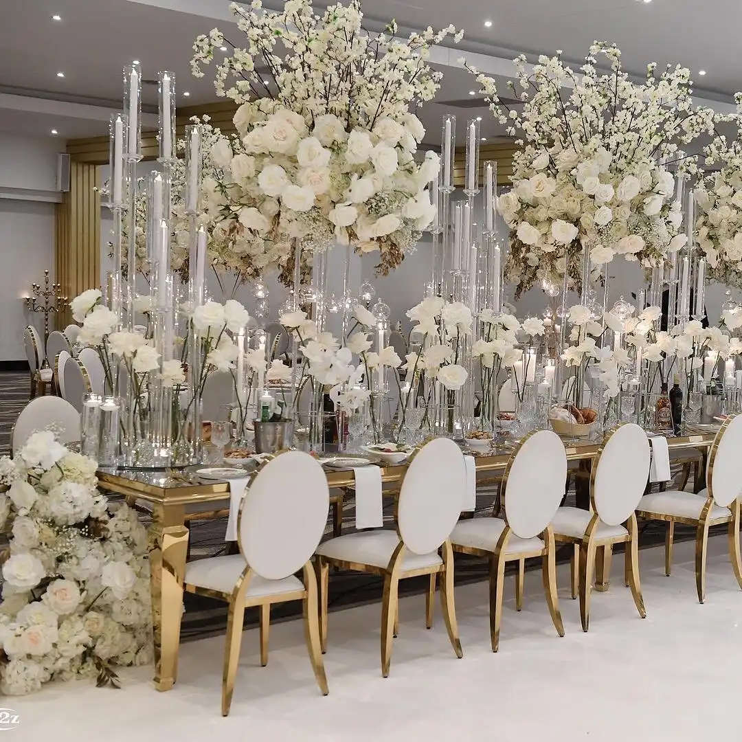 חתונה גבוהה סידורי קישוטי קריסטל מנורות אירוע פמוט פרח Stand שולחן מרכז חתיכות