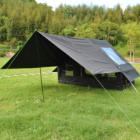 Tente gonflable avec auvent détachable, tentes de camping gonflables avec pompe, tente chaude avec cheminée et fenêtre de toit, maison gonflable