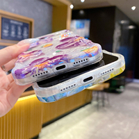 Coque de téléphone Sunmorn en promotion, motif floral IMD peint à l'huile, lumière bleue douce, pour iPhone Air 17 16E 15 14 Plus 13 12 11 Pro Max