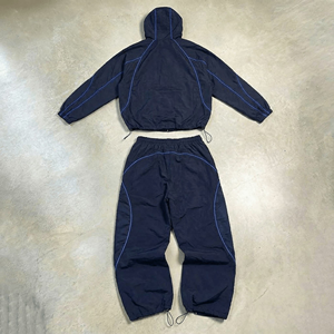 Ensemble <span class=keywords><strong>de</strong></span> survêtement imperméable coupe-vent pour <span class=keywords><strong>homme</strong></span> avec cordons, motif personnalisé, nylon et élasthanne, ensemble <span class=keywords><strong>de</strong></span> vêtements <span class=keywords><strong>de</strong></span> sport zippé, survêtement d'automne - Product Image 4