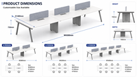 Bureau de travail modulaire extensible robuste pour 4 personnes avec pieds en acier durables et structure stable