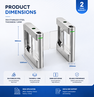 Portillon tournant RFID avec scanner QR, contrôle d'accès automatique, barrière pivotante anti-collision pour piétons, portillon rapide pour salle de sport