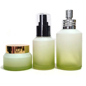 Cosmetic Packaging 15ml 30ml Matte Pink Slant Shoulder Glass Lotion Bottle Gold <b>Pump</b> Dropper Cream Jar Sets Plastic Custom Logo - Product Image 4