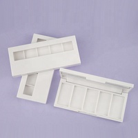 Palette de fards à paupières rectangulaire 5 couleurs avec fenêtre et miroir, emballage vide pour blush pigmenté, correcteur et crème de maquillage en ABS