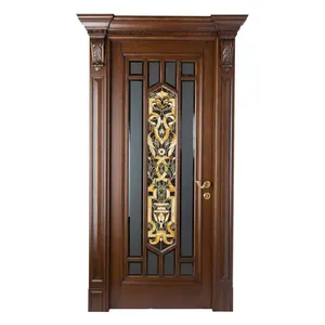 Porta de madeira de estilo europeu, porta da frente e do quarto, design clássico, porta interior