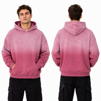 Sweat à capuche épais pour homme 480 GSM 100 % coton délavé dégradé, coupe oversize, épaules tombantes, style streetwear