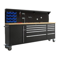 Coffre à outils roulant robuste Mechanic 84 avec plateau en bois de caoutchouc, roulettes de 6 pouces, OEM/ODM/OBM, capacité de 900 kg, revêtement en poudre époxy, pour garage 10