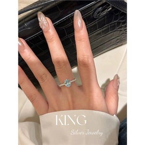 King Silver Jewelry Aquamarine Oval <b>Ring</b> Light Blue Gemstone Sterling Silver Engagement Women's Jewelry - Product Image 4