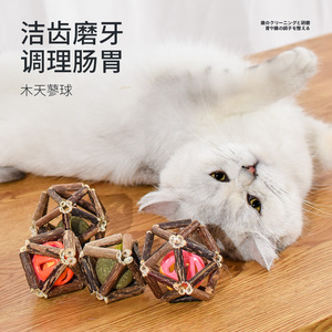 Balle à mâcher à la catnip, design géométrique, pour chats d'intérieur, petite taille, saveur originale, jouet pour animaux de compagnie - Product Image 1