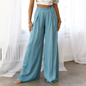 <span class=keywords><strong>Pantaloni</strong></span> Casual Casual da donna a vita alta <span class=keywords><strong>blu</strong></span> chiaro personalizzati <span class=keywords><strong>pantaloni</strong></span> larghi da donna - Product Image 2