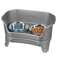 Station d'alimentation pour animaux de compagnie durable et anti-déversement avec 2 bols