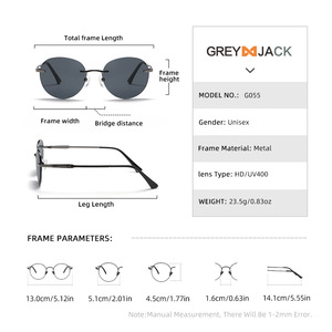 Gafas de sol Greyjack con montura redonda, unisex, montura metálica, UV400, lentes de PC ligeras de color dorado, gafas de sol de clase 2 - Product Image 3