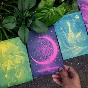 Ensemble de papier d'impression A5 thème étoiles et lune bleu, papier à motifs soleil, papier coloré à thème étoiles et lune, matériel de loisirs créatifs - Product Image 3