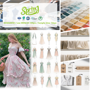 Abito lungo personalizzato da donna in Chiffon <span class=keywords><strong>rosa</strong></span> Bustier con spalline e maniche a bolle con bottone in pizzo naturale vita digitale - Product Image 1