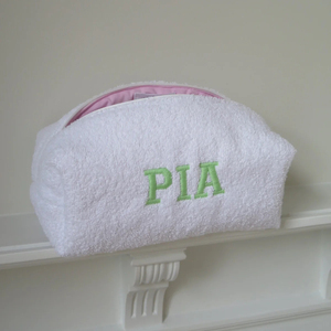 Sac éponge personnalisé, pochette cosmétique à fermeture éclair, trousse de toilette avec logo brodé, sac à outils en coton coloré pour cheveux - Product Image 2
