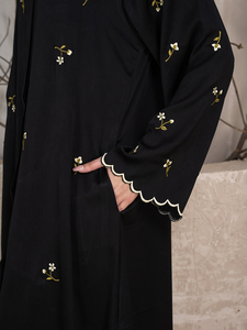 Vêtements pour femmes, best-seller, robe musulmane Abaya en polyester brodé, hijab, kimono, robe de mariage, Eid, manches longues, ample, style arabe, Dubaï - Product Image 6