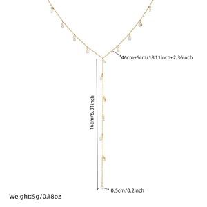 Gold Plated Stainless Steel Tassel Chain Teardrop Necklace Daily Wear Fashion Jewelry - Product Image 4