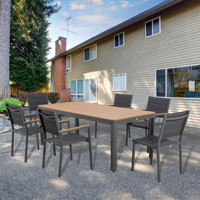 Mobilier d'extérieur moderne pour restaurant Ensemble table et chaises en bois pour repas en plein air pour jardins et patios