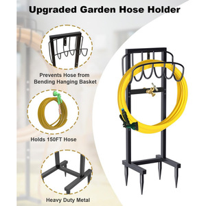 Soporte independiente para manguera de jardín, estante metálico para almacenamiento de mangueras, con capacidad para hasta 150 pies de manguera. - Product Image 4