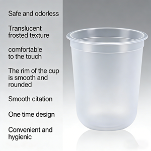 <span class=keywords><strong>Vasos</strong></span> Desechables de Plástico PP con Tapa para Té de Burbujas, Té con Leche y Boba, Transparentes o Esmerilados, en Forma de U, de 14oz/16oz/380ml/500ml, con Logotipo Personalizado para Bodas - Product Image 2