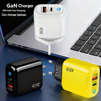 Cargador Superrápido GaN Real de 45 W con Puerto Tipo-C + USB-A, PD45W, Compatible con Carga de Portátiles