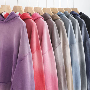 Sudadera con capucha de color degradado para hombre 400GSM de peso pesado de lujo logotipo personalizado algodón poliéster francés Terry lavado con ácido jersey con capucha - Product Image 1