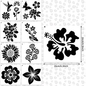 Plantilla de plástico para pintar, de fábrica, para flores, cortada con láser, personalizada - Product Image 4