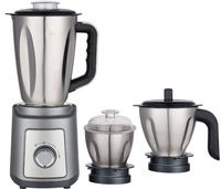 4-in-1 Keukenblender, -molen, roestvrij staal, 6 messen, zuiver koperen motor, 800W, 2L capaciteit, sapcentrifuge, mixer, smoothies, ijs, huishoudelijk
