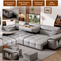Canapé inclinable électrique multifonctionnel à déplacement mural avec accoudoirs de rangement dissimulés, table centrale escamotable et commande vocale pour la maison