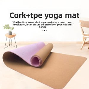 Tapis de yoga Qiyun en liège naturel et TPE, écologique, antidérapant, absorbant les chocs, silencieux, pliable, 183 cm, pour exercices à domicile - Product Image 2