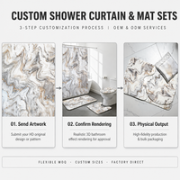 Ensemble de 3 tapis de bain absorbants à poils courts, imprimé océan, lavable en machine, avec couvre-couvercle et couvre-réservoir de toilettes, et tapis de sol de salle de bain