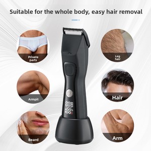 Tondeuse Intime Électrique pour Hommes, Corps Entièrement Étanche en Acier Inoxydable, Écran LCD, Rechargeable, pour Zones Intimes - Product Image 1