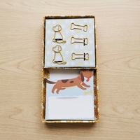 Ensemble de papeterie sur le thème des chiens mignons, bloc-notes 21x12cm avec notes adhésives et clips pour organiser son bureau