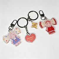 Porte-clés en plastique personnalisé imprimé UV, breloque acrylique, souvenir de convention anime, faible MOQ pour illustration de personnage IP d'artiste