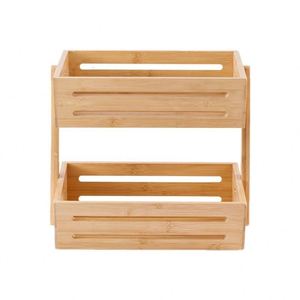 Factory Direct Bamboo High Quality Double-tiered Bamboo Spice Rack Organizer - Product Image 4