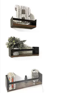 Étagères murales autoportantes en <span class=keywords><strong>bois</strong></span> <span class=keywords><strong>noir</strong></span>, écologiques, style Art Déco, multifonctionnelles, pour cuisine, épices, salon, <span class=keywords><strong>salle</strong></span> <span class=keywords><strong>de</strong></span> <span class=keywords><strong>bain</strong></span> - Product Image 3