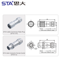 Connecteur rapide étanche STA SF10 IP67 pour aviation, 2, 3, 4, 5 broches, câble électrique 5A pour applications d'alimentation