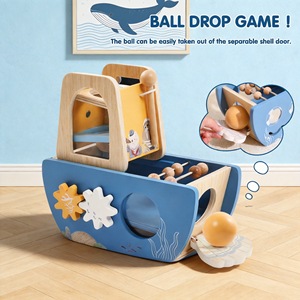 Juguete Educativo de Madera 5 en 1, Arca de <span class=keywords><strong>No</strong></span>é con Perlas Oceánicas, Juguete Multifuncional para Niños, Pista de Bolas de Barco Pirata - Product Image 1