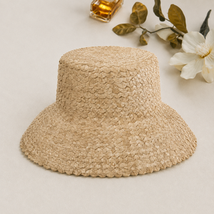 Sombrero de Paja Beige Estilo Seagrass, Ala Ancha, Estilo Étnico, Protección Solar, para Playa y Uso Diario, Unisex para Adultos, Sombrero de Verano - Product Image 1