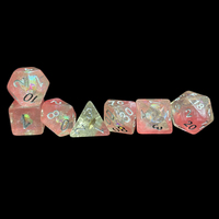 Ensemble de dés polyédriques en résine rose personnalisés à couches superposées D4/D6/D8/D10/D%/D12/D20 pour jeux de rôle